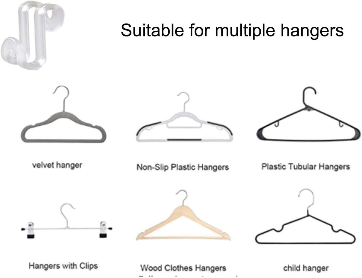 60 Pcs Clothes Hanger Connector Hooks, Mini Cascading Hanger Hooks for Velvet Huggable Hangers, Wooden Hangers, Heavy Duty Space Saving for Closet (Clear)