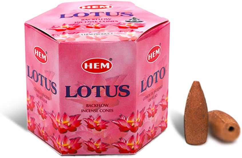 HEM Lotus Backflow Brown Incense Cones | Long Lasting Aroma for Positivity & Pure Air | Pure Herbs, Wood Powder | Aromatherapy For Stress Relief, Air Purifier & Cleansing | Gift Set - Pack of 40 cones