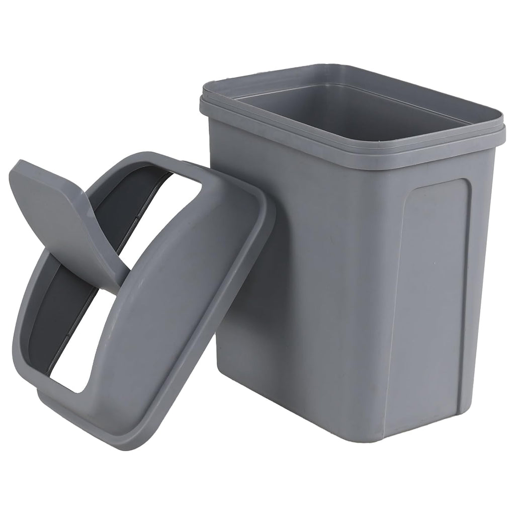 1.8 Gallon Small Plastic Trash Can with Swing Top Lid, 1-Pack, Grey