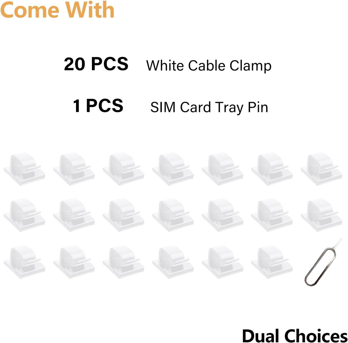60 Pcs White Cable Clips with 3M Adhesive, Wire Holders Under Desk, Cord Management for Wall, Car, Ethernet, PC, Christmas Light Indoor/Outdoor