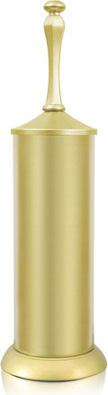Gold Toilet Brush and Holder，Extra Long Handled Toilet Brush for Bathroom，Stainless Steel Heavy Duty Toilet Bowl Brush,Deep Cleaning Modern Toilet Cleaner Brush -Space Saving, Covered Brush, Durable