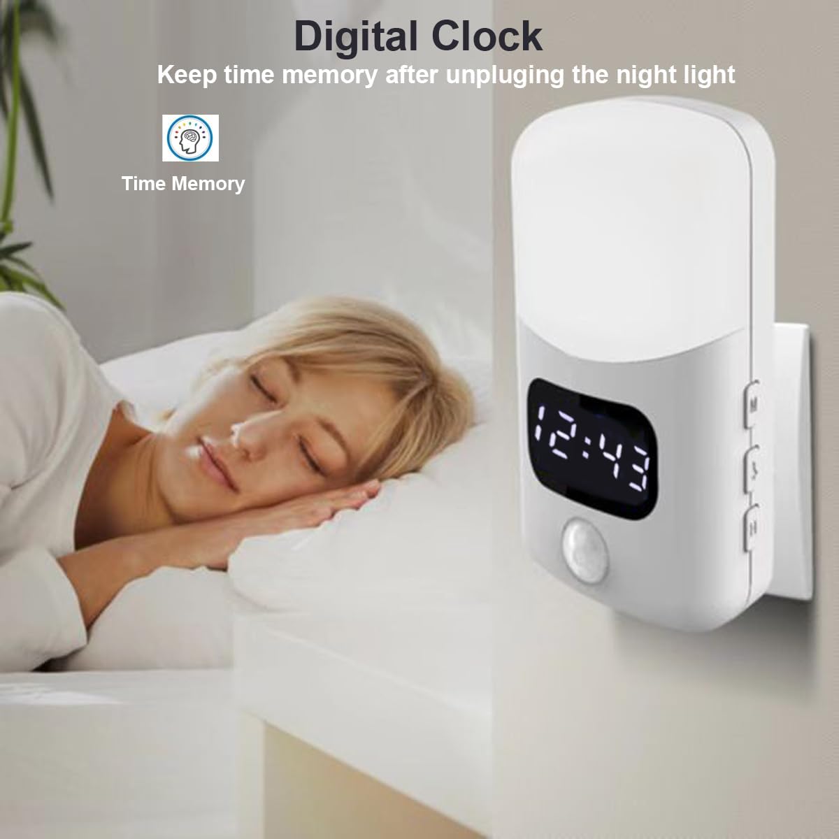 LUXON Bathroom Clock with Motion Sensor,Plug Into Wall Night Light Clock