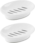 WYOK 2-Pack Soap Dish Plastic Soap Holder with Drainage for Shower (White)