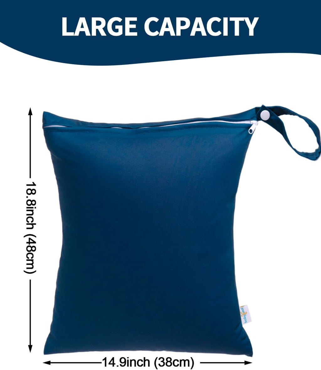babygoal Travel Laundry Bags 2 Pack, Ideal for Travel, Gym and Swimming-Washable Waterproof Wet Dry Bags for Dirty Clothes, Bathing Suits and Swimsuits(olive green and lake blue)