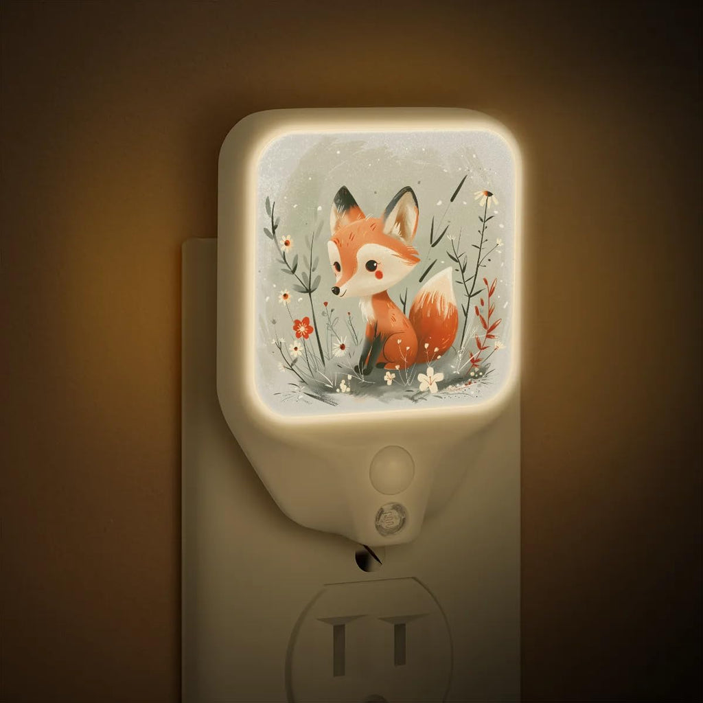 Honeybaby Motion Sensor Night Lights Flowers Fox Nightlight Plug in Dusk to Dawn Motion Sensor Light Indoor LED Lights for Room Home Improvement