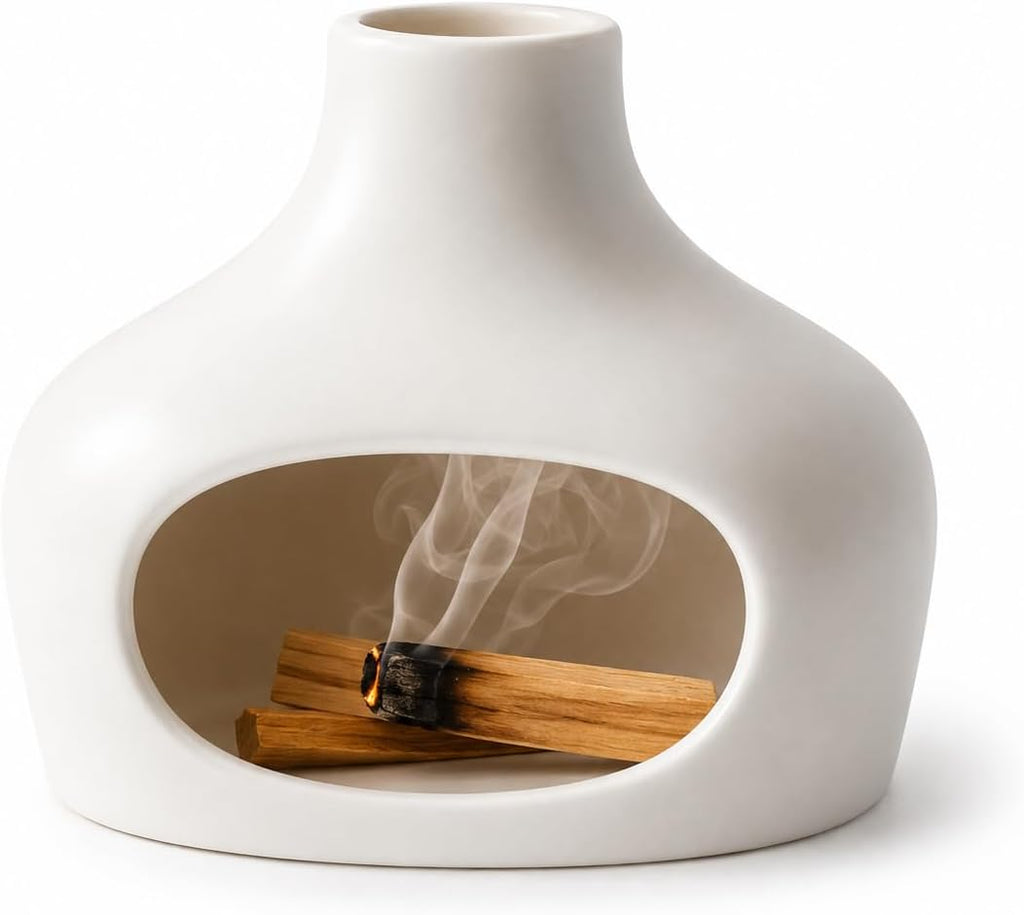 Palo Santo Holder Ceramic Incense Burner Wind-Resistant Chimney