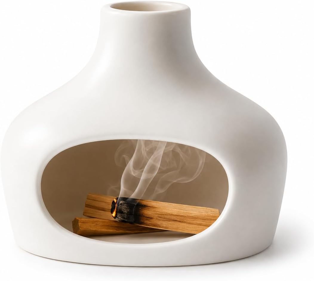Palo Santo Holder Ceramic Incense Burner Wind-Resistant Chimney