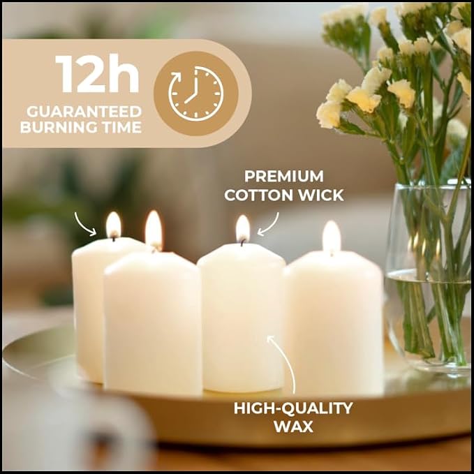Pillar Candles Set of 40, Ivory Unscented, 1.57 x 2.76 in