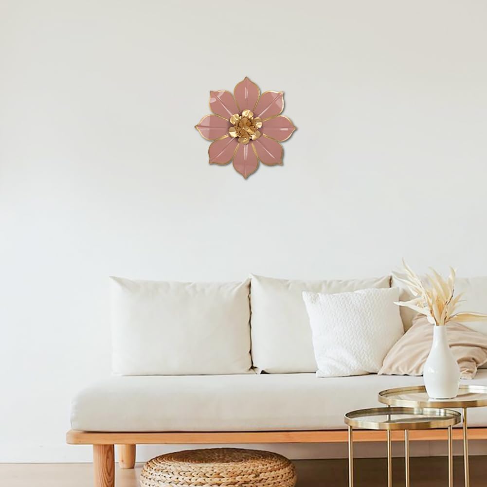 Villa Como 10" Pink and Gold Metal Flowers Wall Art Decor Wall Accent 1PC