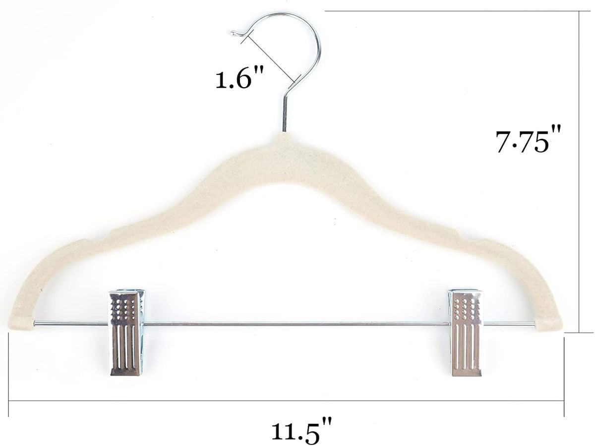 Tosnail 30 Pack Kids Velvet Hangers Children's Clothes Hangers Baby Hangers with Clips - Cream