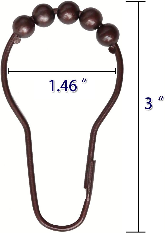 Shower Curtain Hooks Rings for Bathroom, 12PCS Bronze Stainless Steel Rust Resistant Shower Curtain Rings for Shower Curtains, Kitchen Utensils, etc.