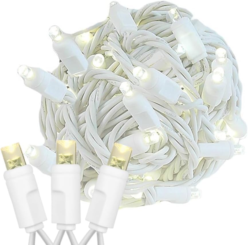 Novelty Lights 50ft Christmas String Lights, 100 Warm White LED Bulbs