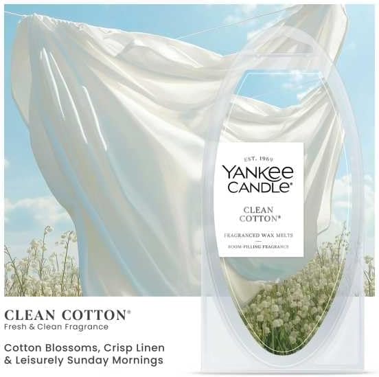 Yankee Candle Fresh & Clean Fragranced Wax Melts Variety Pack, 6 Wax Spheres per Package, Pack of 4 (24 Cubes Total), Clean Cotton, Ocean Air, Dried Lavender & Oak, Seaside Woods