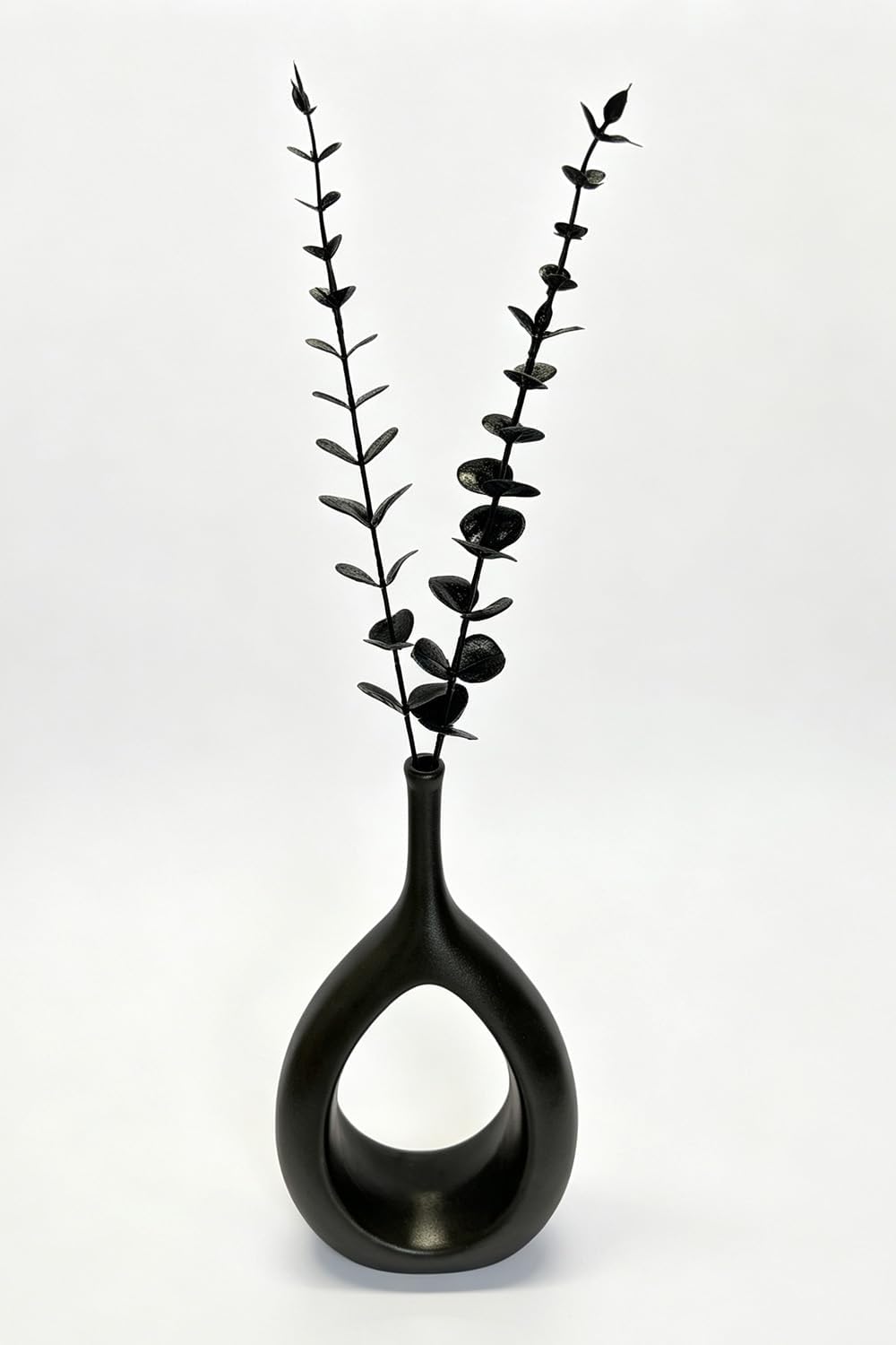 Sivya Artificial Eucalyptus Stems Real Touch Faux Eucalyptus Stems, Artificial Eucalyptus Leaves for Vase Wedding Bouquet Centerpiece Home Decor (Black, 6Pcs)