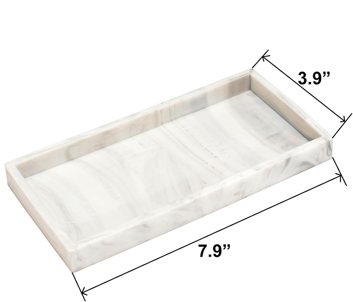DNC Silicone Bathroom Tray for Counter, 2PC 7.9" Small Vanity Tray for Countertop, Kitchen Sink Soap Tray for Dish Holder Dispenser Toilet Tank Desk Organizer