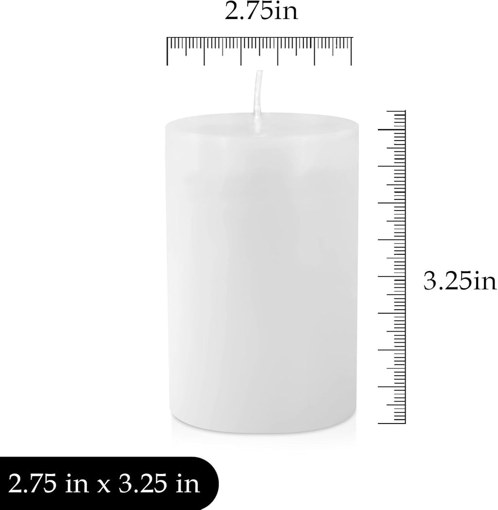 6 Pk 2.75x3.25 White Pillar Candles 40H Unscented Smokeless