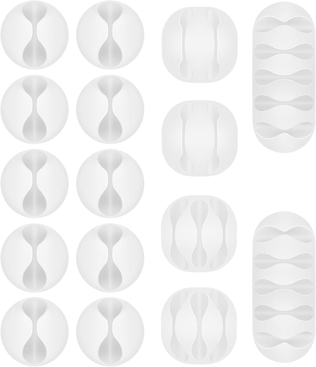 Shintop 16pcs Cable Clips for Organizing Nightstand Phone Chargers (White)