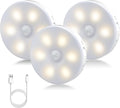 Motion Sensor Night Light Indoor, Rechargeable Small Led Closet Light, Wireless Activated Sensored Smart Cabinet Lights for Under Cabinet, Hallway, Stairway, Kitchen(Warm White, 3Pack)