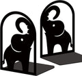 INFUNLY 1 Pair Metal Book Ends for Shelves Elephant Trunk Black Bookshelf Holder Stand Black Book Stopper Support for Desktop 7.1x4.7x3.5 for Home Office Library School Kitchen Decor