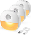 Lyridz Rechargeable Battery Night Light with Motion Sensor, Dimmable Amber Nightlights for Bathroom, Bedroom, Hallway, Stairs, Pet House, 3 Pack