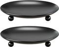 Apsways Black Pillar Candle Holders, 4 inch Metal Candle Plate Set of 2
