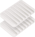 Anwenk Flexible Silicone Soap Dish Shower Waterfall Tray Saver Holder Drainer for Shower/Bathroom/Kitchen/Counter Top, Keeps Soap Bars Dry and Clean, Easy to Clean - White, 2 Pack