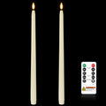 Homemory 15 inches Real Wax Flameless Taper Candles with Remote Timer, 2 Pcs Ivory LED Taper Candles Battery Operated with 3D Flickering Flame, Window Candle Led Candlesticks for Dinners Home Decor