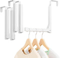 4-Pack Folding Clothes Drying Rack, Over The Door Hanger for Clothing, Metal Hanger Hook Rack with 6 Grooves, Space Saving Organizer for Laundry, Steaming & Outfits