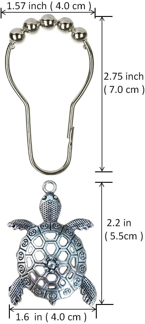 Sea Turtles Shower Curtain Rings Silver Shower Hooks for Shower Curtain