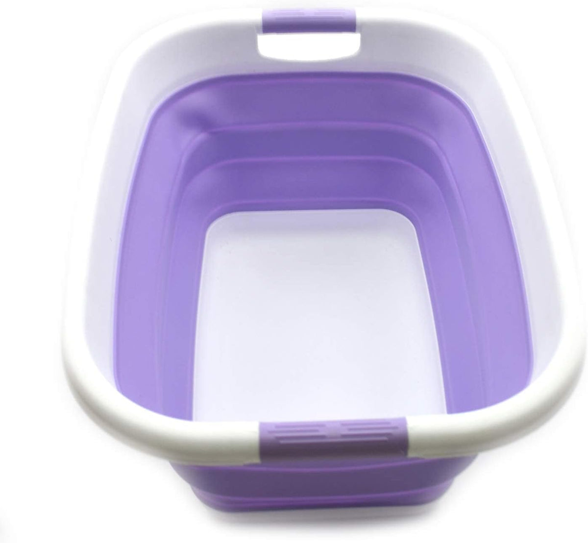SAMMART 31L (8.1 gallon) Collapsible Plastic Laundry Basket-Pop Up Storage Container -Portable Washing Tub - Space Saving Hamper/Basket, Water capacity:23L (6 gallon) (2, Lt. Purple)