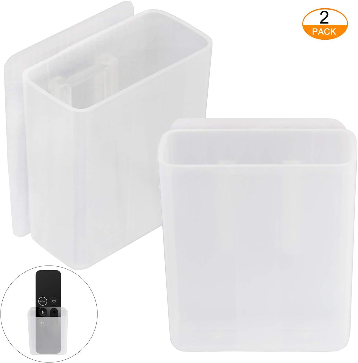 PINOWU [2 Pack] Universal Remote Control Holder 7x6x3cm, Wall Mount Media Organizer Self-Adhesive Storage Box, Office Supply Accessories