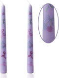 2 Pack Taper Candle 10 Inch Bow-Printed Candles,Candlesticks Unscented Dripless Tapered Candl Set for Decor Wedding Party Dinner,Valentine's Day,Various Festivals to Celebrate (Bow, Purple)
