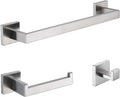 TASTOS 3-Piece Bathroom Hardware Set Brushed Nickel Wall Mounted Bathroom Accessory Set, Premium Stainless Steel Robe Hook Toilet Paper Holder 16-Inch Towel Bar (Silver)