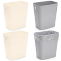 Jucoan 4 Pack 2 Gallon Small Plastic Trash Can, Slim Narrow Garbage Can Wastebasket for Bathroom, Office, Bedroom, Toilet, RV, Near Desk, Under Sink, Secure Trash Bag Hole Design, Open Top, No Lid