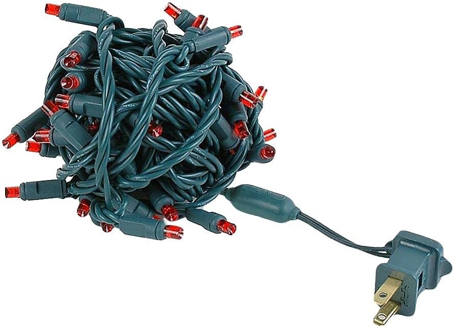 Novelty Lights 25ft 50 LED Red Christmas Lights, Green Wire String Lights