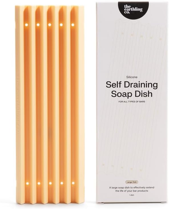 The Earthling Co. Self Draining Soap Dish Silicone Soap Holder to Prevent Mushy Bars and Extend Bar Life, Shampoo and Conditioner Bar Tray for Bathroom, Shower, Countertops (Large Dish)