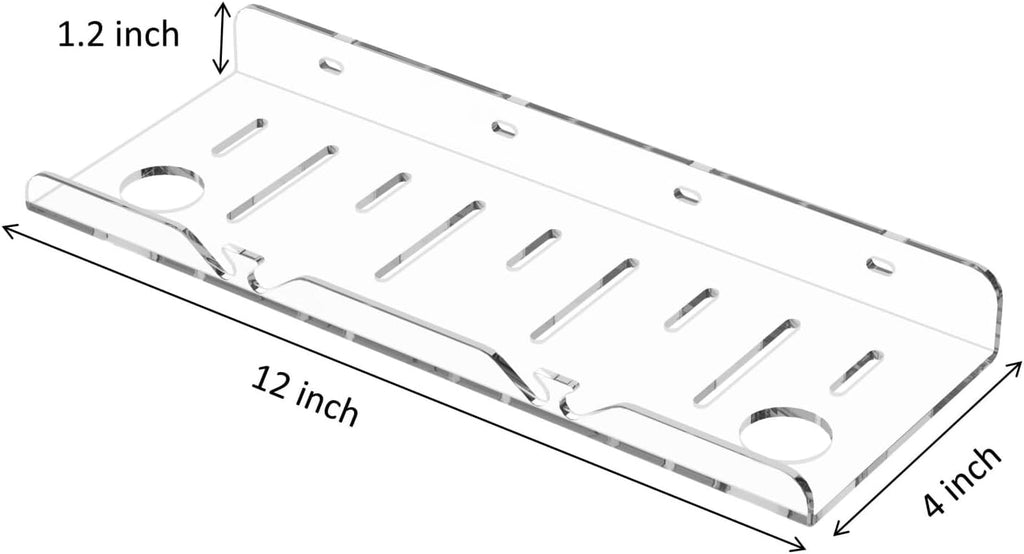 Corner Shower Caddy Shelf Rack 2 Tier Adhesive Shower Organizer Essentials - No Drilling Acrylic Bathroom Storage Rack with Hooks No Drilling Shelves (12"x4" 2 Tier Clear)