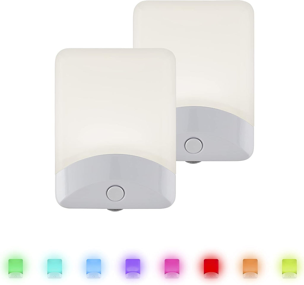 GE Plug in Color Changing Night Light with Dusk to Dawn Sensor, 2 Pack
