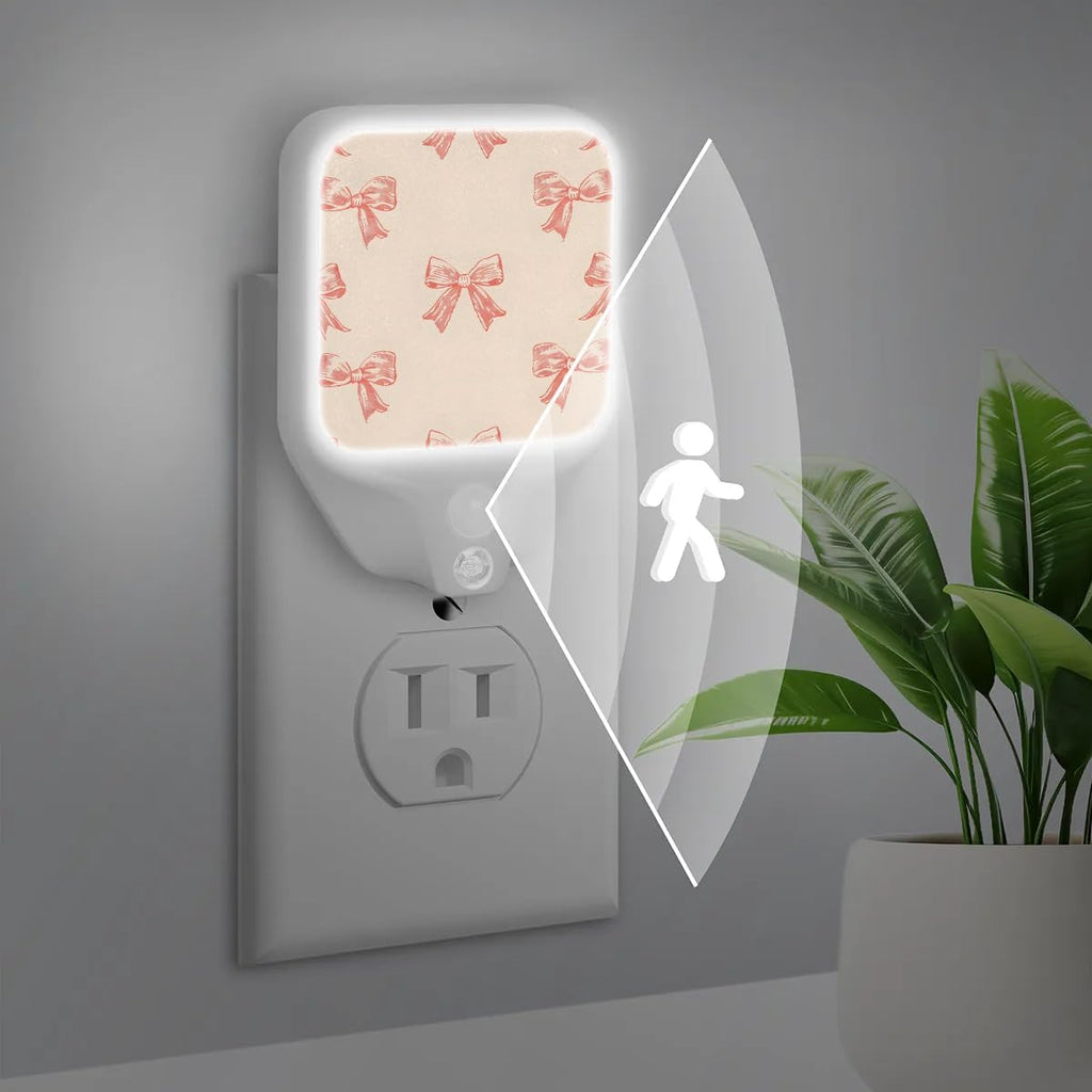 Honeybaby Motion Sensor Night Lights Bow Pink Nightlight Plug in Dusk to Dawn Motion Sensor Light Indoor LED Lights for Room Home Improvement