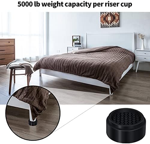 Ezprotekt 1 Inch Adjustable Round Bed Furniture Risers, Stackable Furniture Lifts Risers Creates an Additional 1", 2", or 3" of Height for Sofa, Bed, Table, Chair, Heavy Anti Slip Rubber (16 Pack)