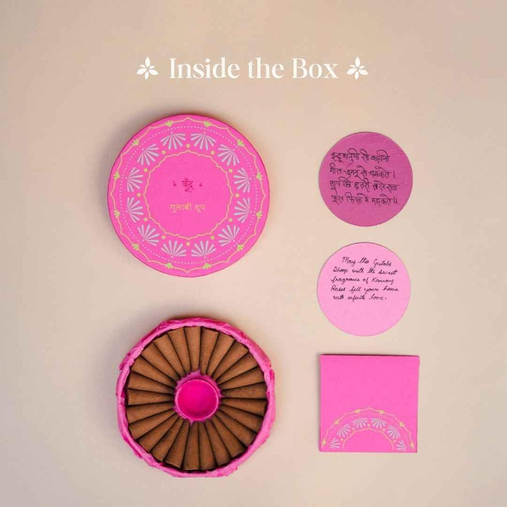 बूँद | Gulabi Dhoop - Pure Indian Rose Incense Cones