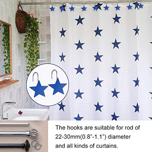 Gracelife 12Pcs Star Design Shower Curtain Hooks Resin Decorative Anti Rust Shower Curtain Hangers for Bathroom Fashionable Starfish Shower Curtain Hooks (Blue)