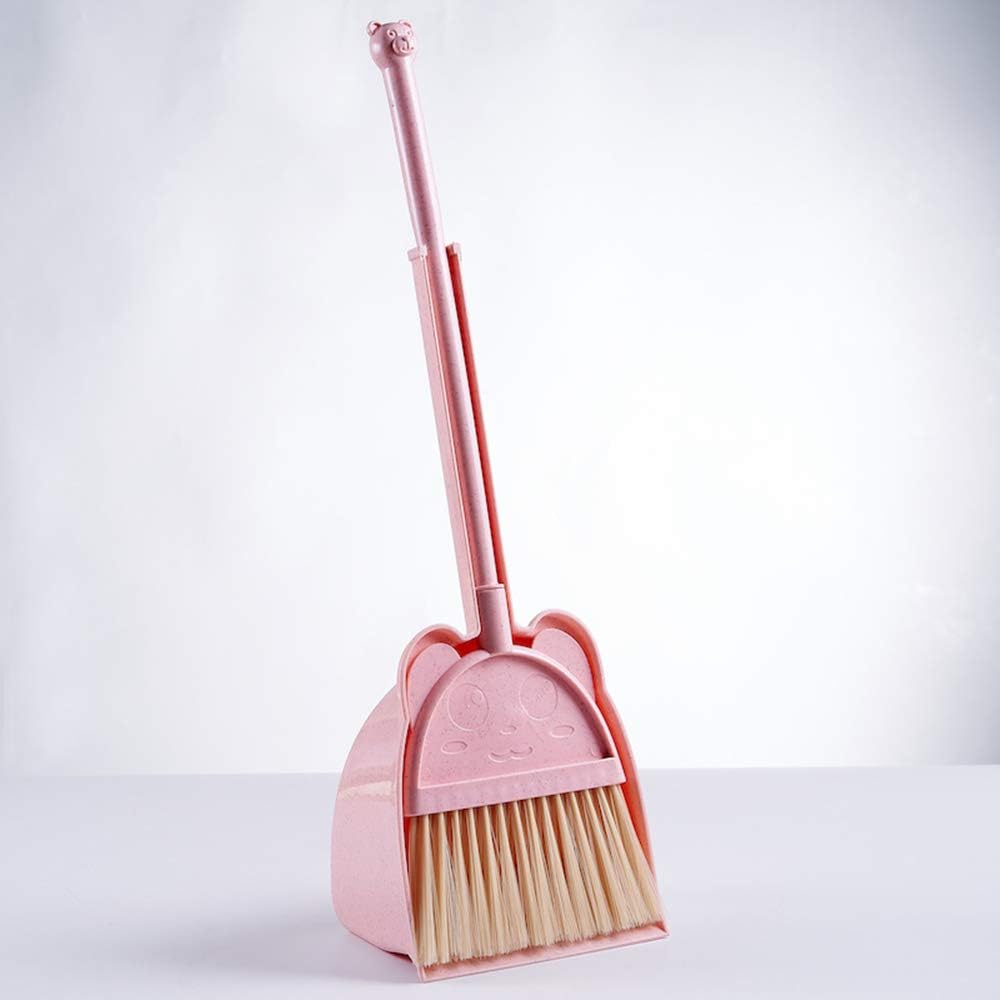 Mini Broom with Dustpan for Kids,Little Housekeeping Helper Set (Pink)