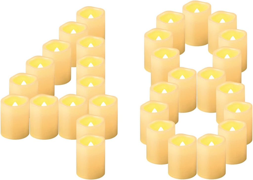 48 Pack 2" Flameless LED Votive Candles, Battery Operated Flickering Electric Outdoor Flameless Tea Lights, Fake Tealight Candle Bulk for Wedding, Christmas, Halloween Decorations