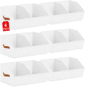 Homsorout Closet Organizers and Storage Bins - 6 Pack Collapsible Divided Trapezoidal Cube Storage Bins Baskets with Orange Handle for Organizing Clothes Blankets, Toys, Books, Towels(White)