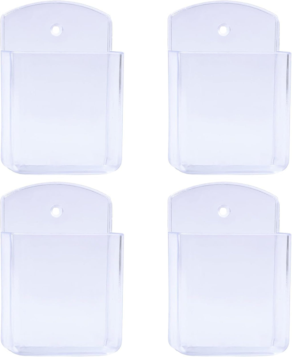 Septe 4Pcs Remote Control Holders Wall Mount, Self Adhesive TV Controller Holder, Wall Pen Holder Storage Box for Home Office (Clear)
