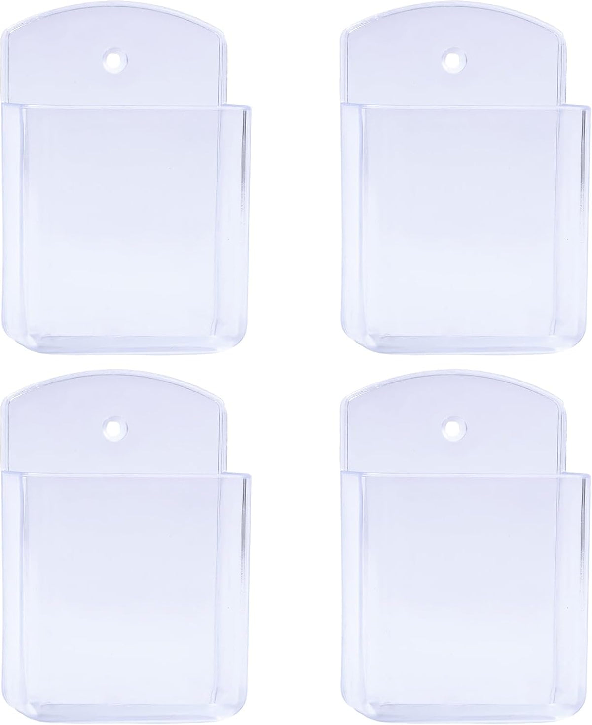 Septe 4Pcs Remote Control Holders Wall Mount, Self Adhesive TV Controller Holder, Wall Pen Holder Storage Box for Home Office (Clear)