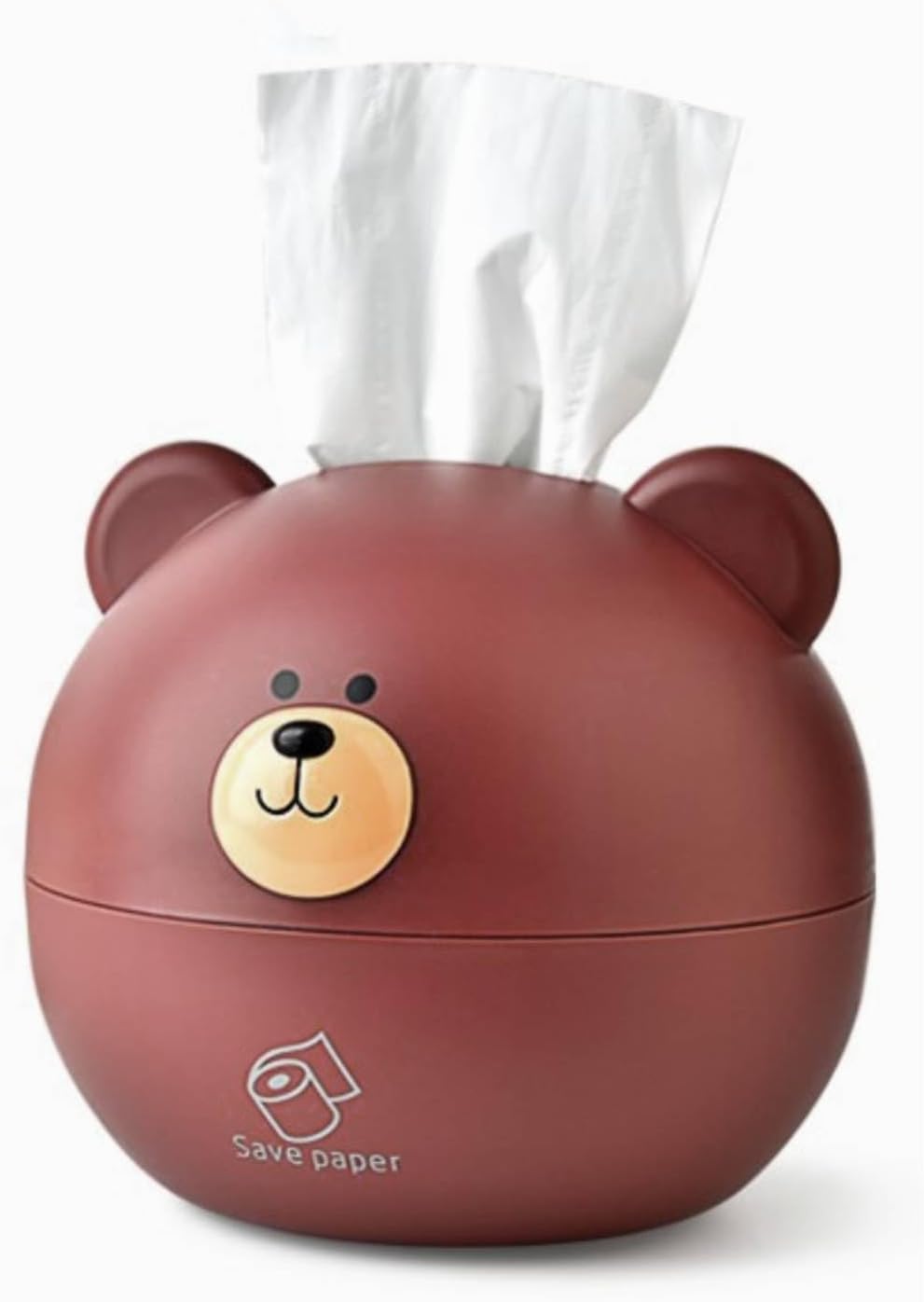 Tissue Box Cover, Cartoon Bear Square Paper Tissue Holder Facial Tissue Dispenser Organizer for Kids, Living Room, Bathroom Decor, Tv Stand, Car, Office(Brown)