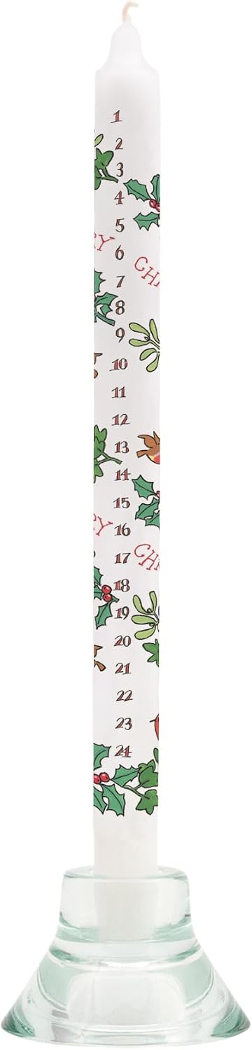 Alison Gardiner Merry Christmas Holly & the Ivy Advent Taper Candle 10hr Burn
