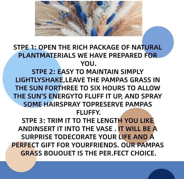 Natural Blue Pampas Grass Bulk Fluffy Dried Plants